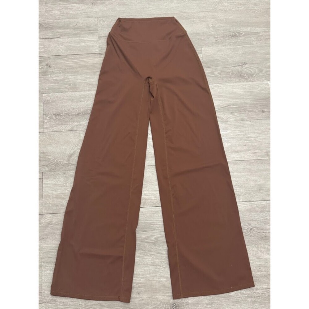 Brown High Waisted Wide Leg Pants Small New Athleisure Gym Yoga - Picture 2 of 5